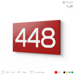 Номер на дверь 448, табличка на дверь для офиса, квартиры, кабинета, аудитории, склада, красная 120х70 мм, Айдентика Технолоджи