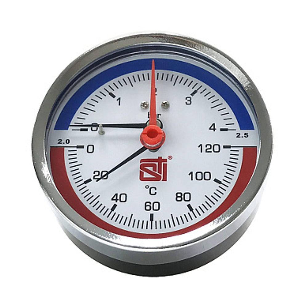 Термоманометр аксиальный STI ∅80 120°C 4 bar УП (G½")