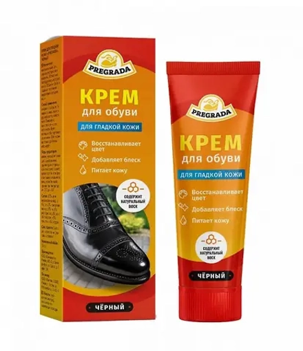 ПРЕГРАДА Крем для обуви 75мл "Черный" (туба с губкой)
