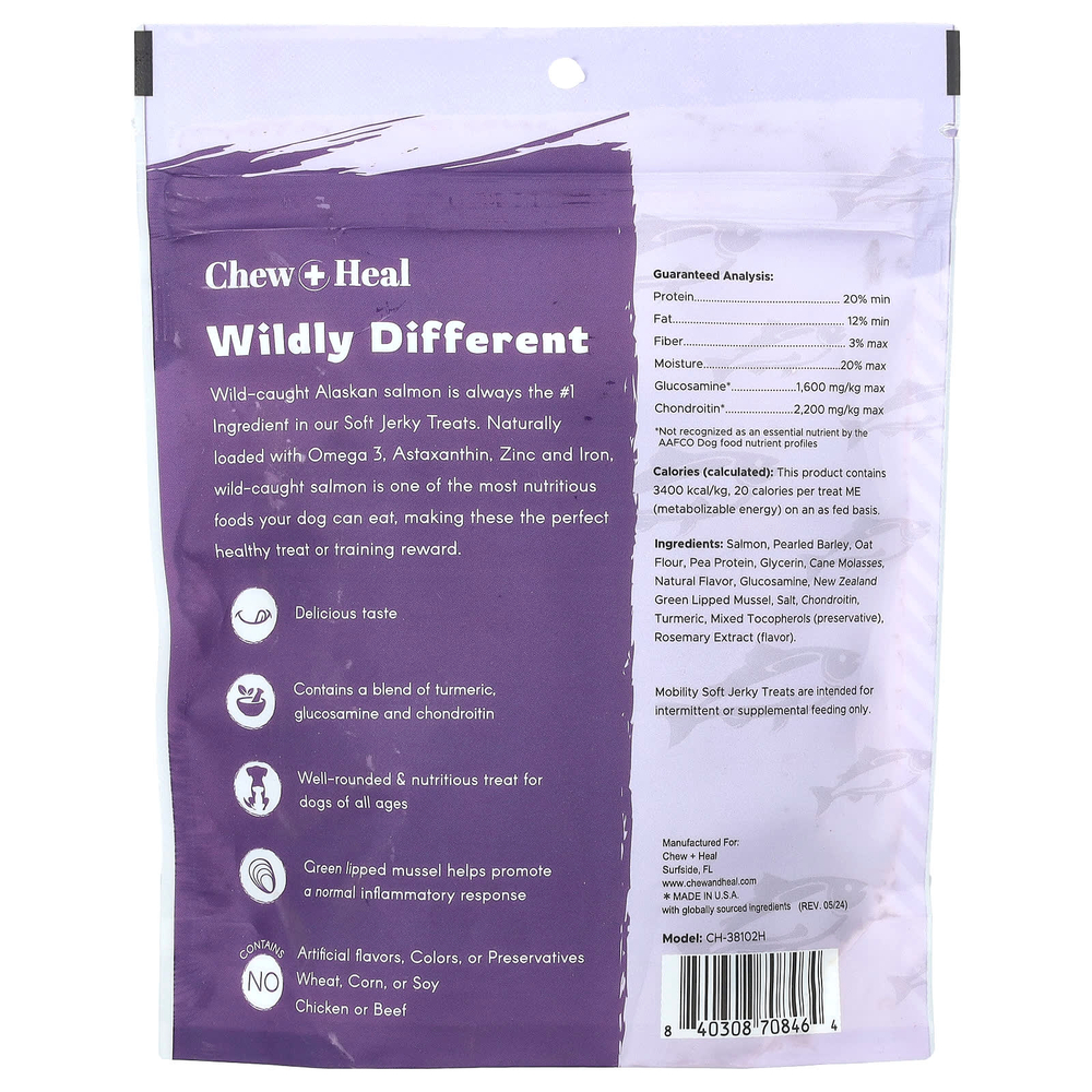 Chew + Heal, Мягкое вяленое лакомство для собак, для всех возрастов, с лососем, 142 г (5 унций)