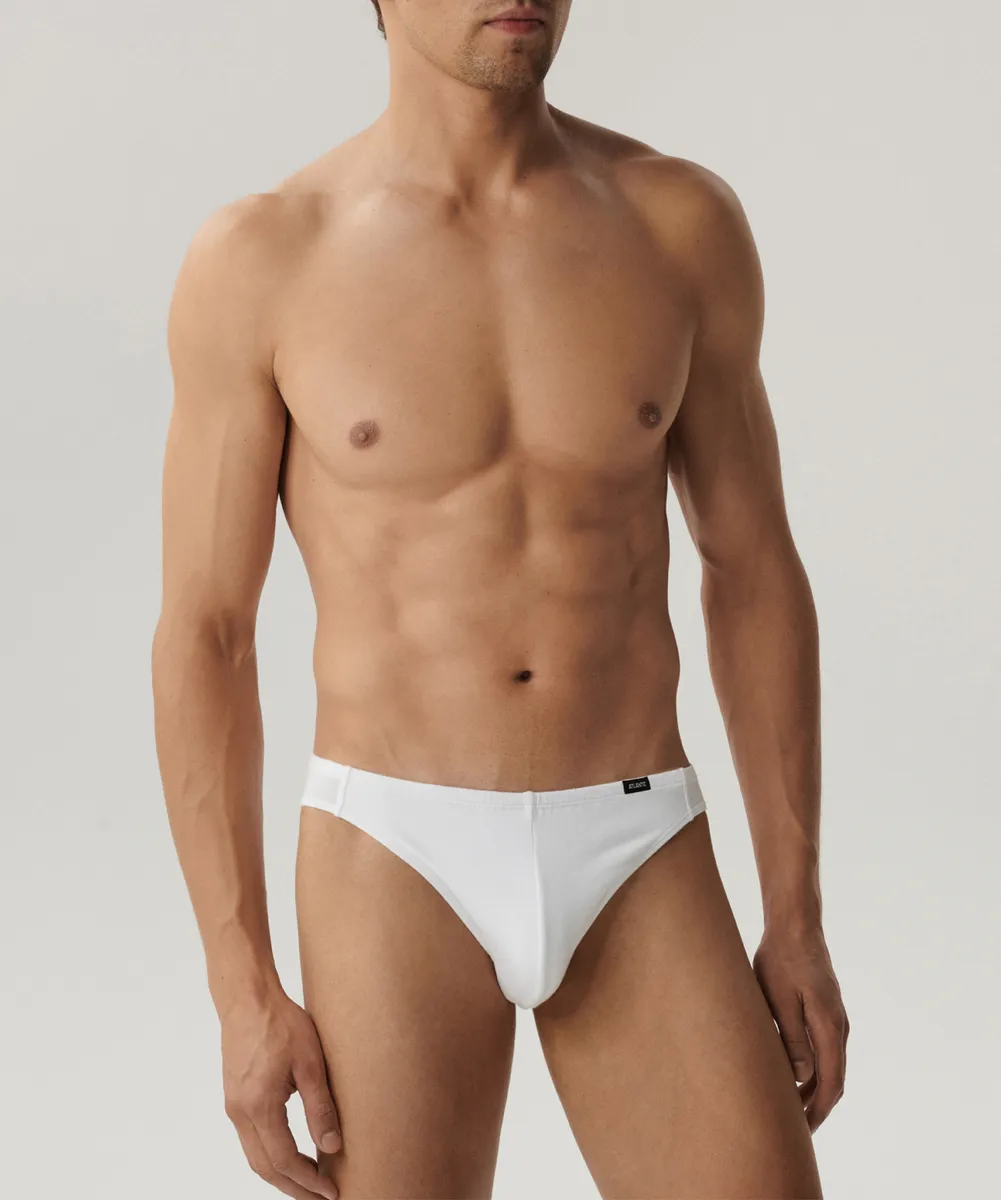 Мужские трусы слипы мини Atlantic, набор из 2 шт., пима хлопок, белые, Basic 2BMP-014