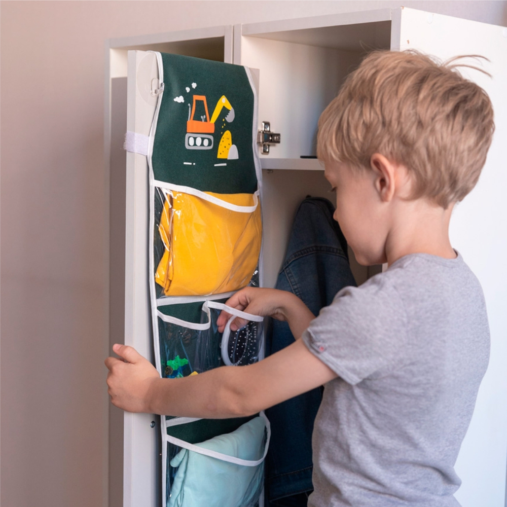 Кармашки для детского сада на липучке. Экскаватор