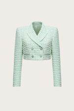 Укороченный жакет из мятного твида