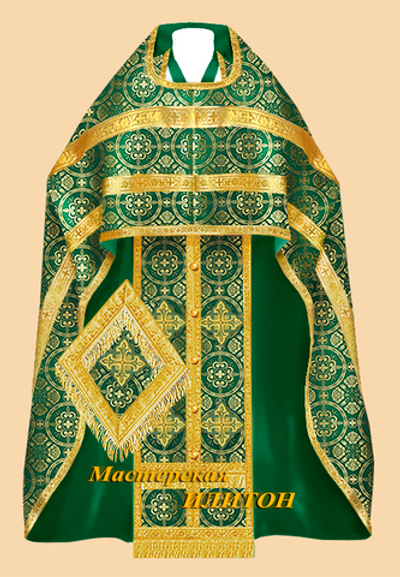 Облачение иерейское зеленое с золотом из шелка.