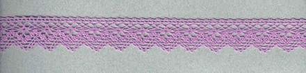 Мерсеризованное хлопковое кружево, состав 100% хлопок, ширина 25 мм, намотка 30 м, цвет лавандовый (
