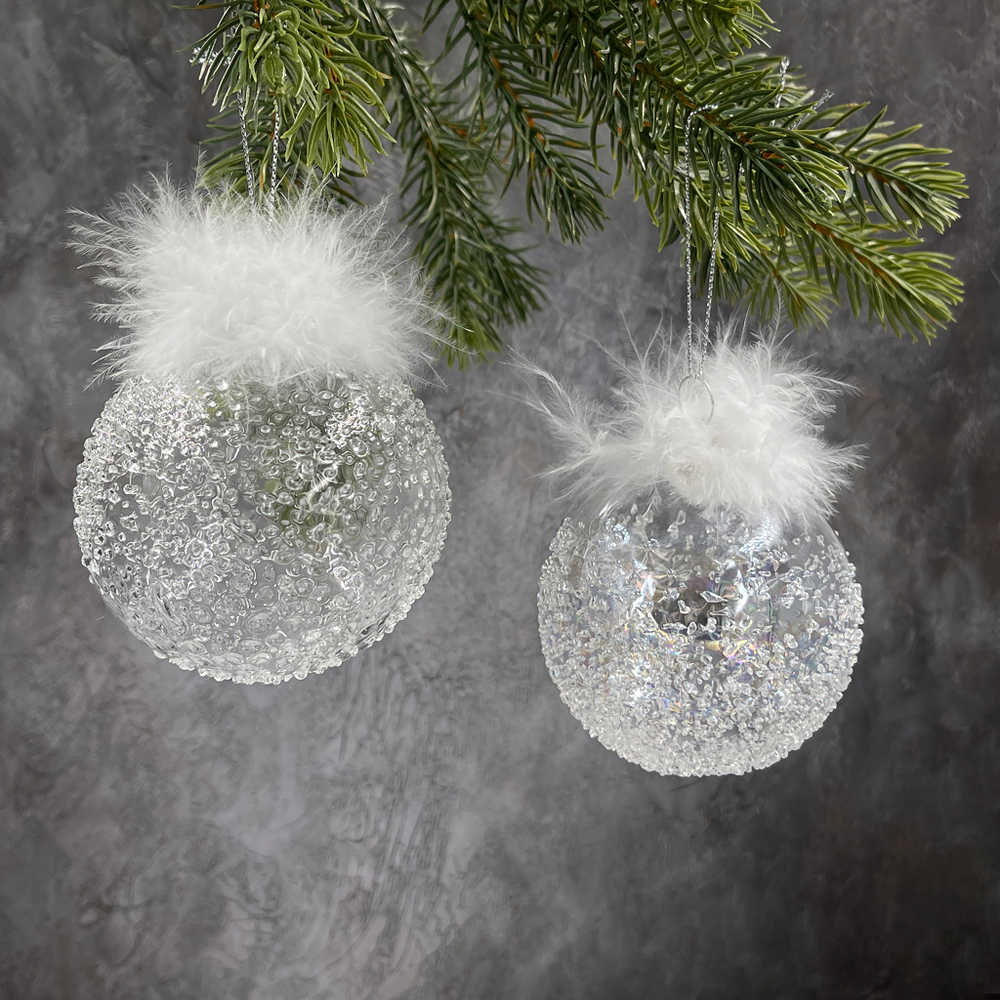 Набор шаров с перышками 7см 18шт ChristmasDeLuxe