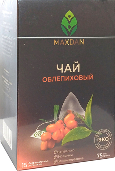 Чай в Эко пирамидках Maxdan облепиховый (15 пирамидок)