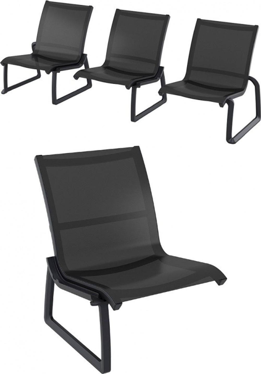 Диван пластиковый трехместный Siesta Contract Pacific Lounge, черный