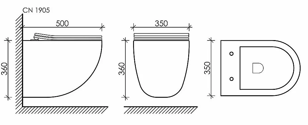 Унитаз подвесной Ceramica Mono CN1905 белый, безободковый, с инсталляцией Balance CN121002CH и кнопкой Square хром глянцевый
