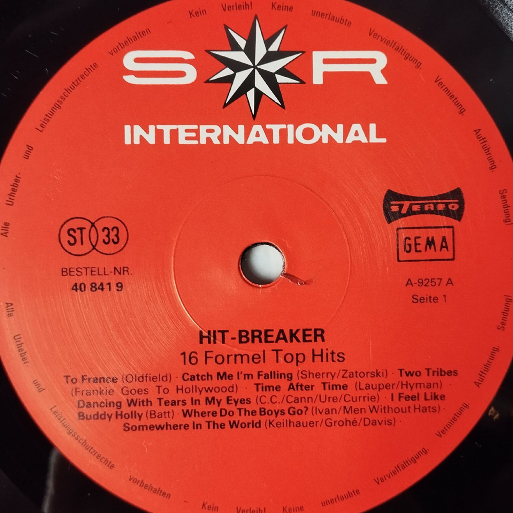 Винтажная виниловая пластинка LP Сборник Hit Breaker 16 Formel Top Hits (Germany 1984)