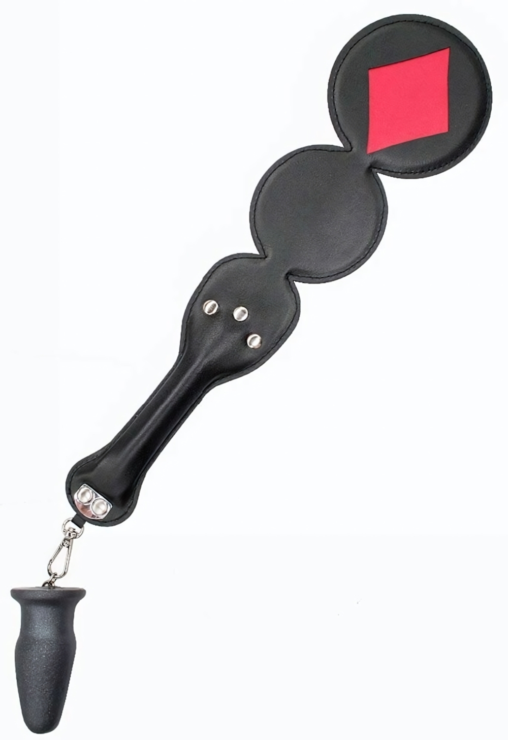 Шлёпалка Бубны с анальным плагом (Цвет: черный с красным)