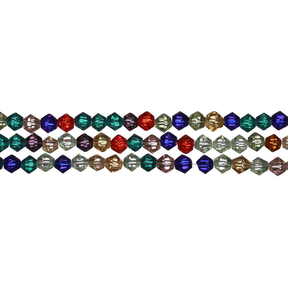 сгб4-микс Стекло гранёное, биконус, 4мм, микс цветов, ок. 30см