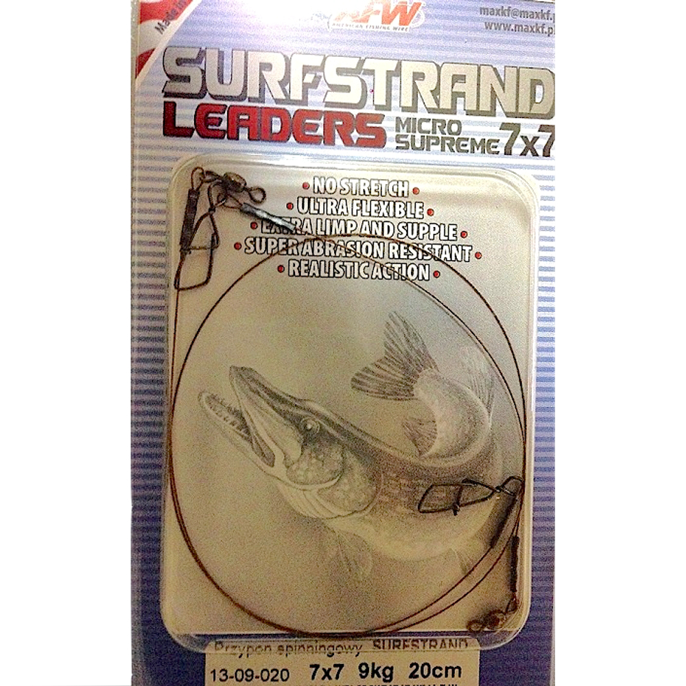 Поводок AFW Surfstrand Leaders 7х7 18кг 35см 2шт  13-18-035 / SdL-18-35