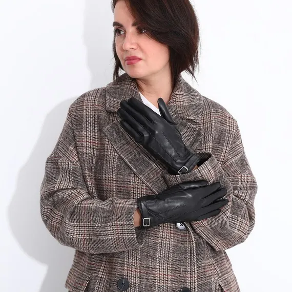 Перчатки женские, безразмерные, без утеплителя, цвет чёрный