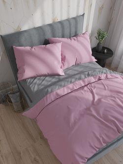 Постельное белье Сказка "Roseo/Grigio" 1,5-сп Наволочка 50х70 см 2 шт Простынь на резинке 90х200 см Пододеяльник 145х215 см , поплин