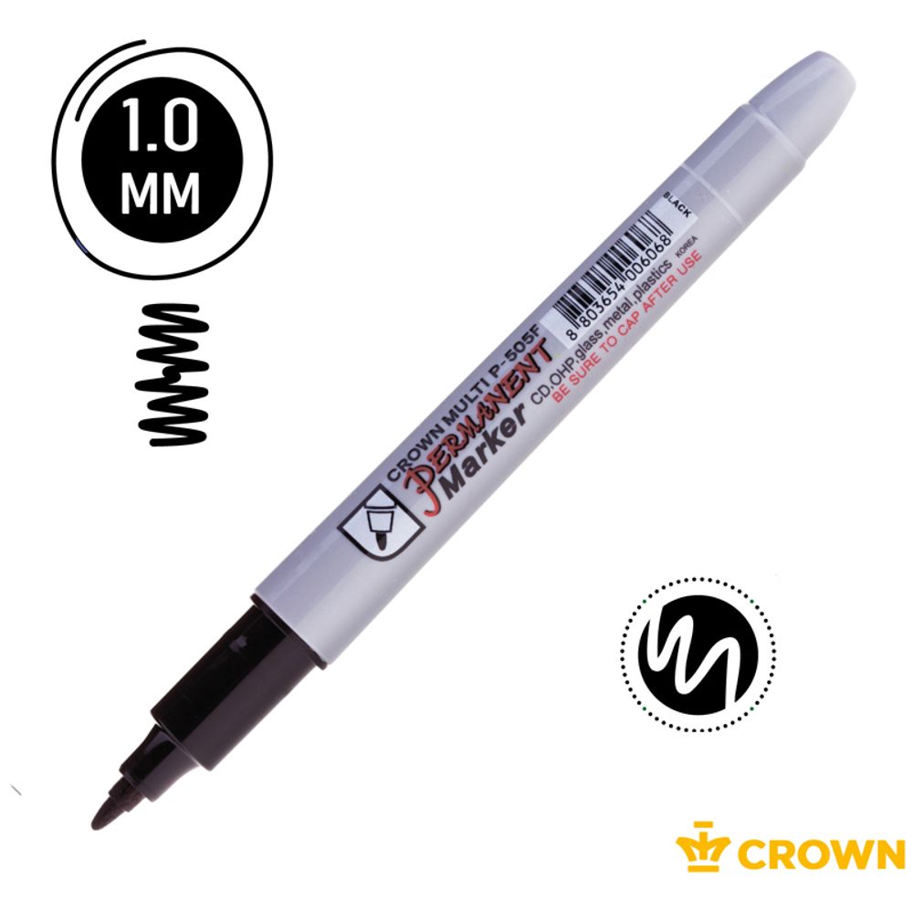 Маркер перманентный 1.0мм, Crown, чёрный