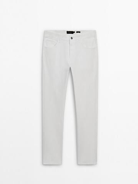 Massimo Dutti Зауженные джинсы из расшлихтованной ткани, белый