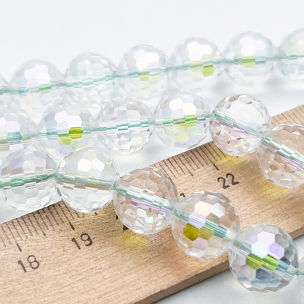 Бусина Шар с огранкой, стекло, цвет прозрачный AB, размер 11,5 мм, цена за набор 7 бусин