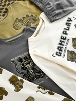 Пижама для мальчика Next AJ0-575, 3 шт., Хаки, Молочный, Серый