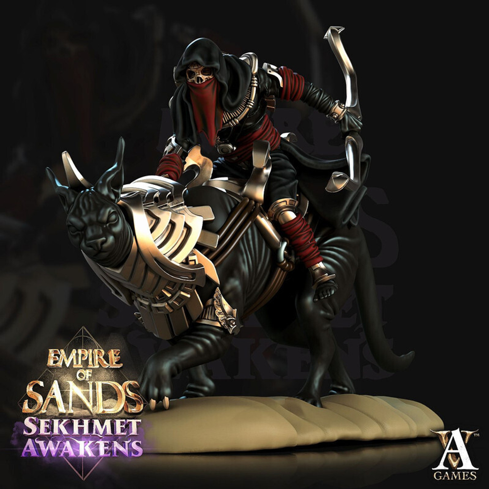 Grand Alliance Death Tomb Kings Liche Priest Некрожрец верхом на гигантской коте   миниатюра для dnd, днд, pathfinder, фентези, Настольная игра, НРИ, Варгейм, РПГ