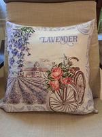 Декоративный гобеленовый чехол для интерьерной подушки Лаванда Прованс 47х47