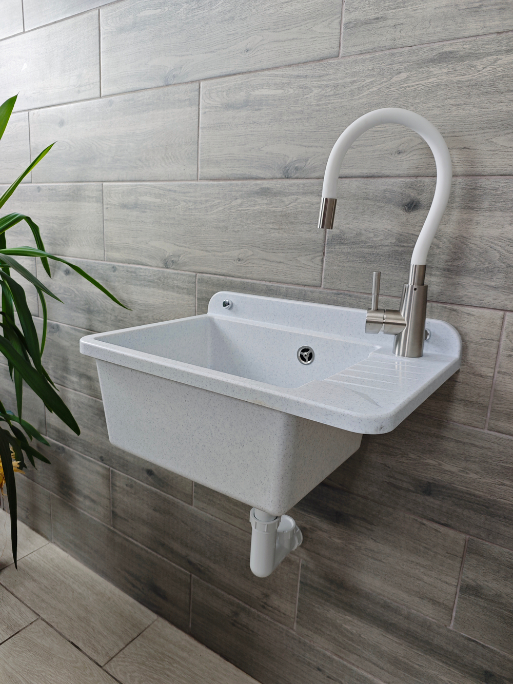 Пластиковая техническая раковина COMPACT WHITE