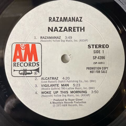 Винтажная виниловая пластинка LP Nazareth Razamanaz (USA 1973) (Promo) Alcatraz