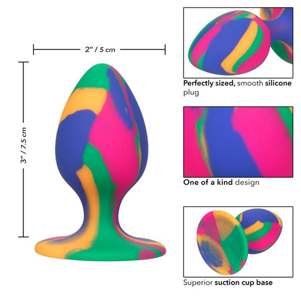 Яркая анальная пробка 7,5см California Exotic Novelties Cheeky Medium Tie-Dye Plug SE-0439-05-3