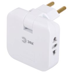 Разветвитель электрический ЭРА SPF-2-FL-USBC поворотный на 2 розетки + 2USB A+C 10А белый | Тройники