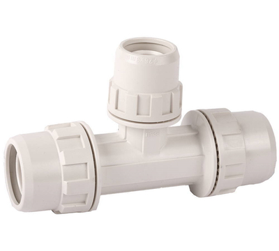 ЗУБР ШиреФит, штуцер с гайкой - внутренняя резьба - штуцер с гайкой, 20 мм - 16 мм - 20 мм, редукционный тройник (51506-20-16-20)