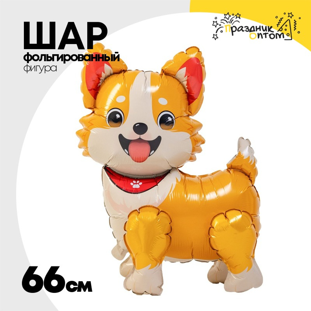 Шар Фольгированный Собака Корги (Оранжевый)