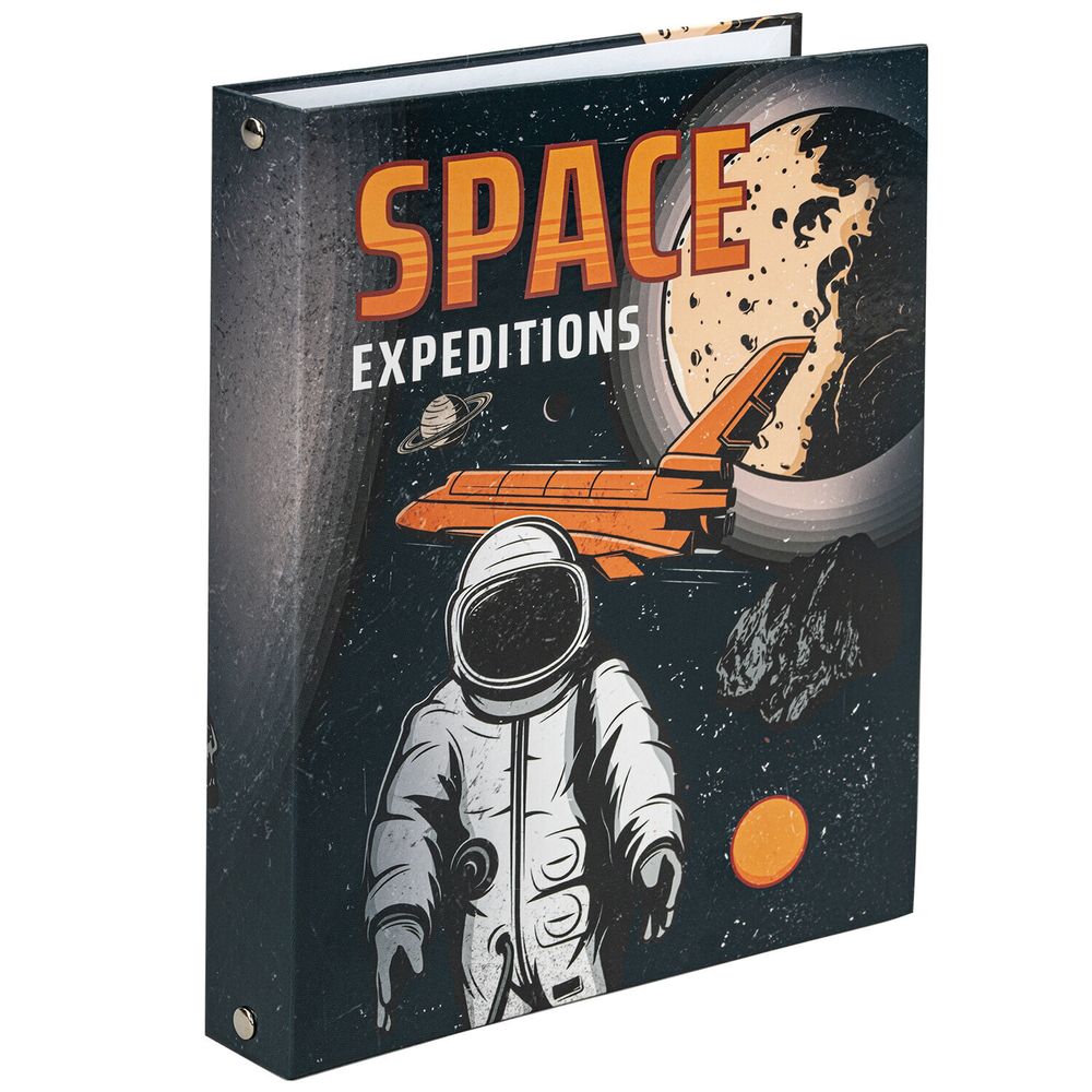 Тетрадь на кольцах А5 175х215 мм, 120 л., твердый картон, клетка, BRAUBERG, "SpaceX", 404081