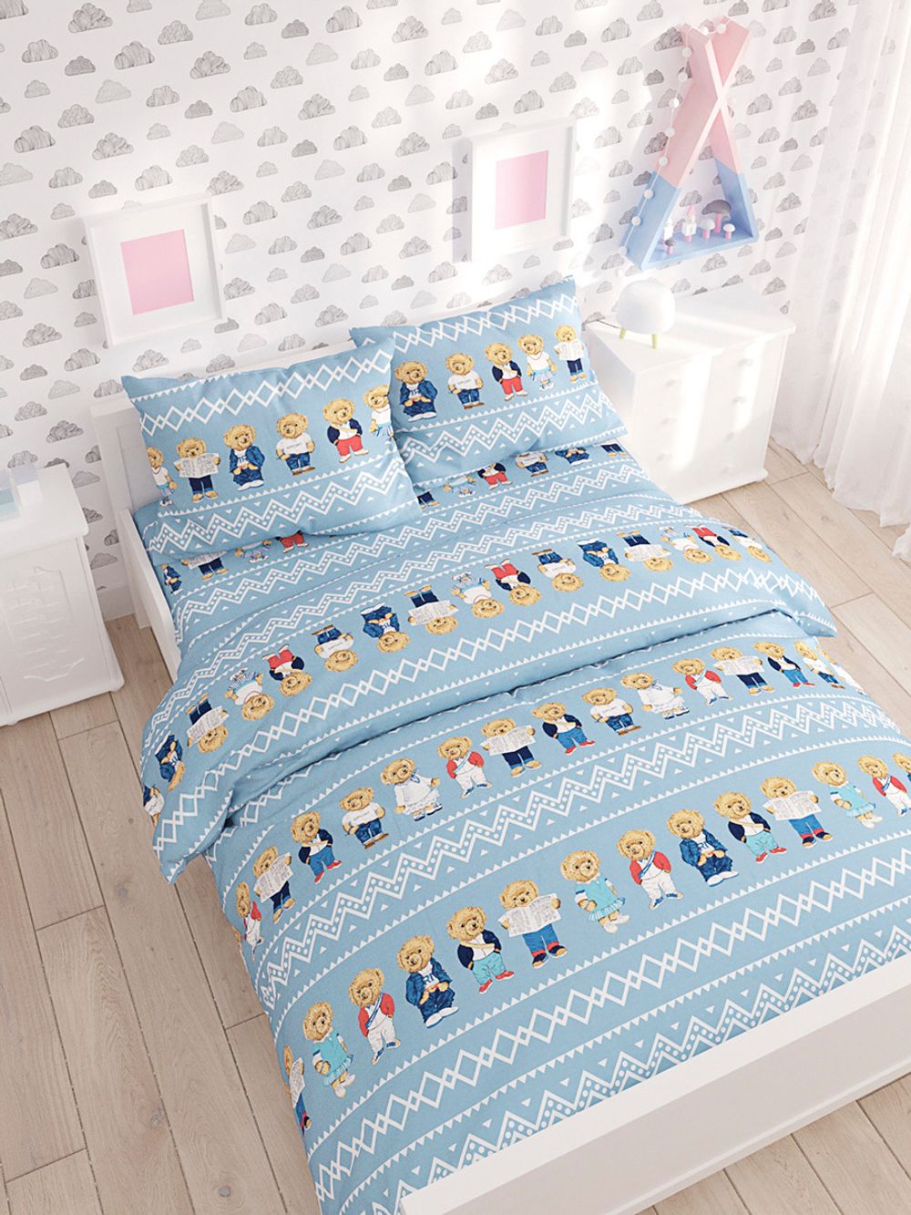 Простынь Сказка "Мишки" 200х215 см, перкаль