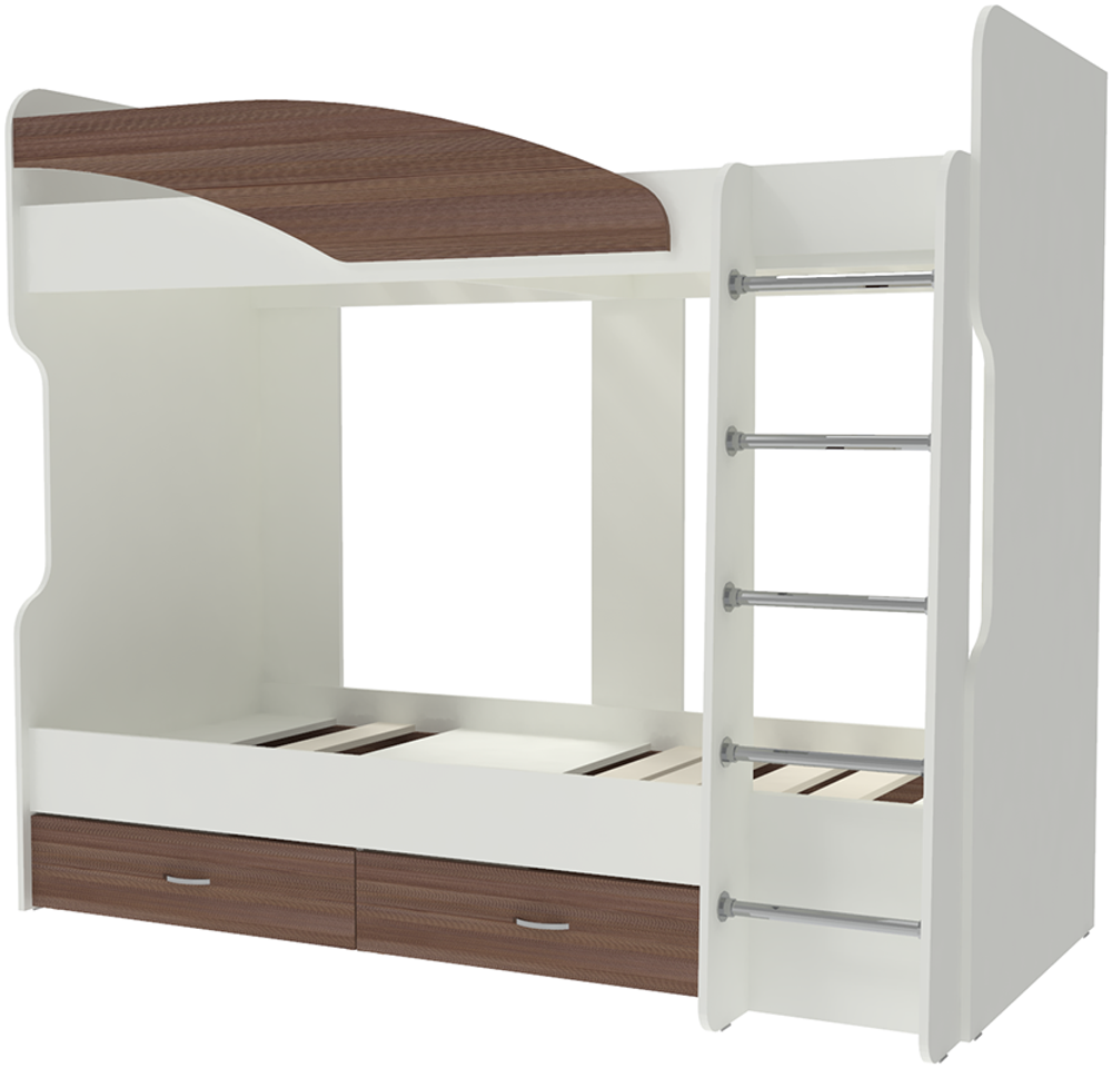 Двухъярусная кровать КарИВи Мийа 2 Белый  Бодего Темный