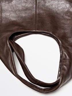 Massimo Dutti Средняя сумка из кожи наппа, коричневый