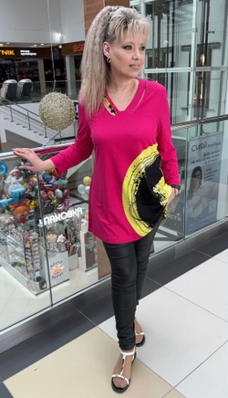 Красно-желтый блузон-туника