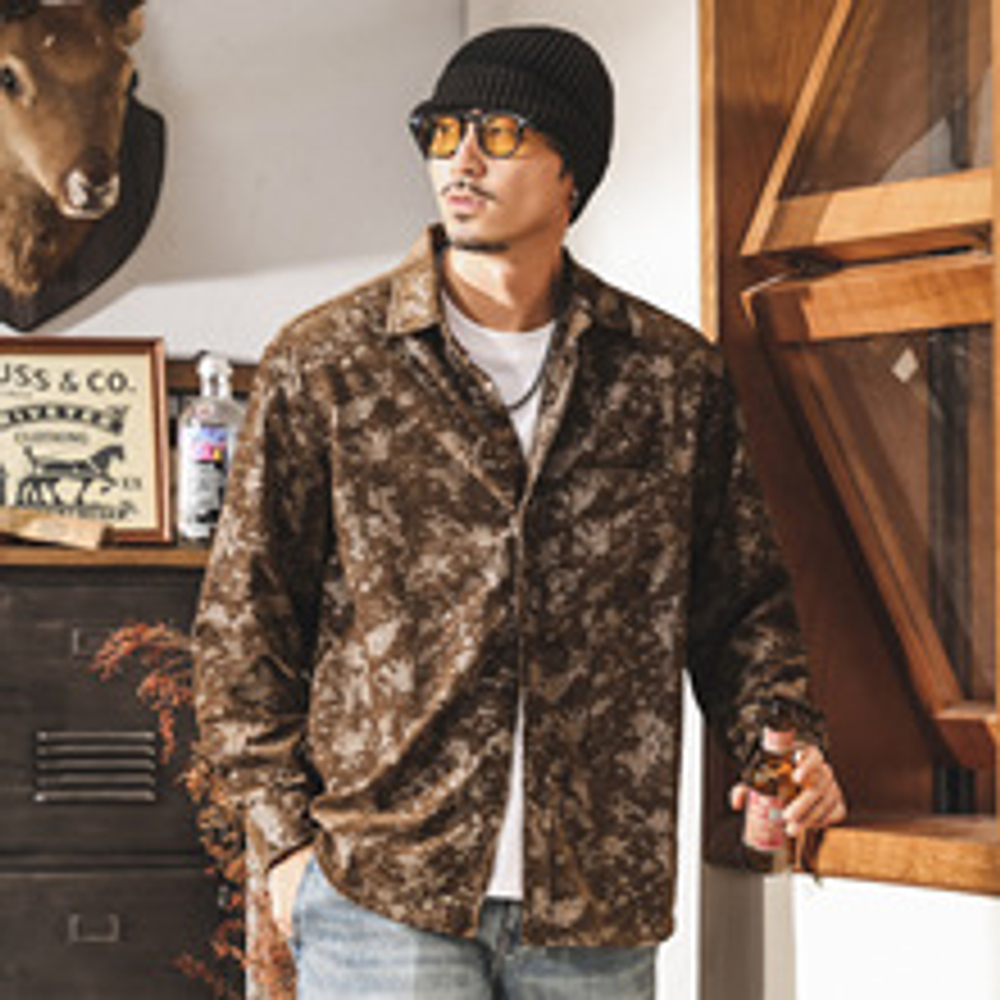 Американская жаккардовая рубашка в стиле ретро с длинными рукавами на весну и осень ,модный бренд, винтажная повседневная рубашка