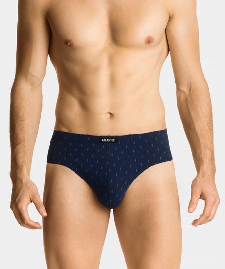 Мужские трусы (3шт) слипы классика Atlantic 3MP-117, темно-синие + голубые + темно-голубые