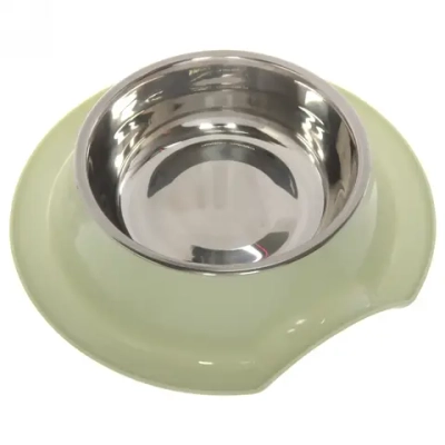 Миска металлическая «Колор-Примула» 250мл 21,5*5,5см на пластиковой подставке, цвет зеленый