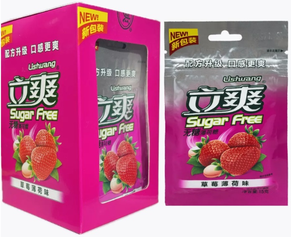 Конфеты Sugar Free Клубника-Мята 12шт*15гр