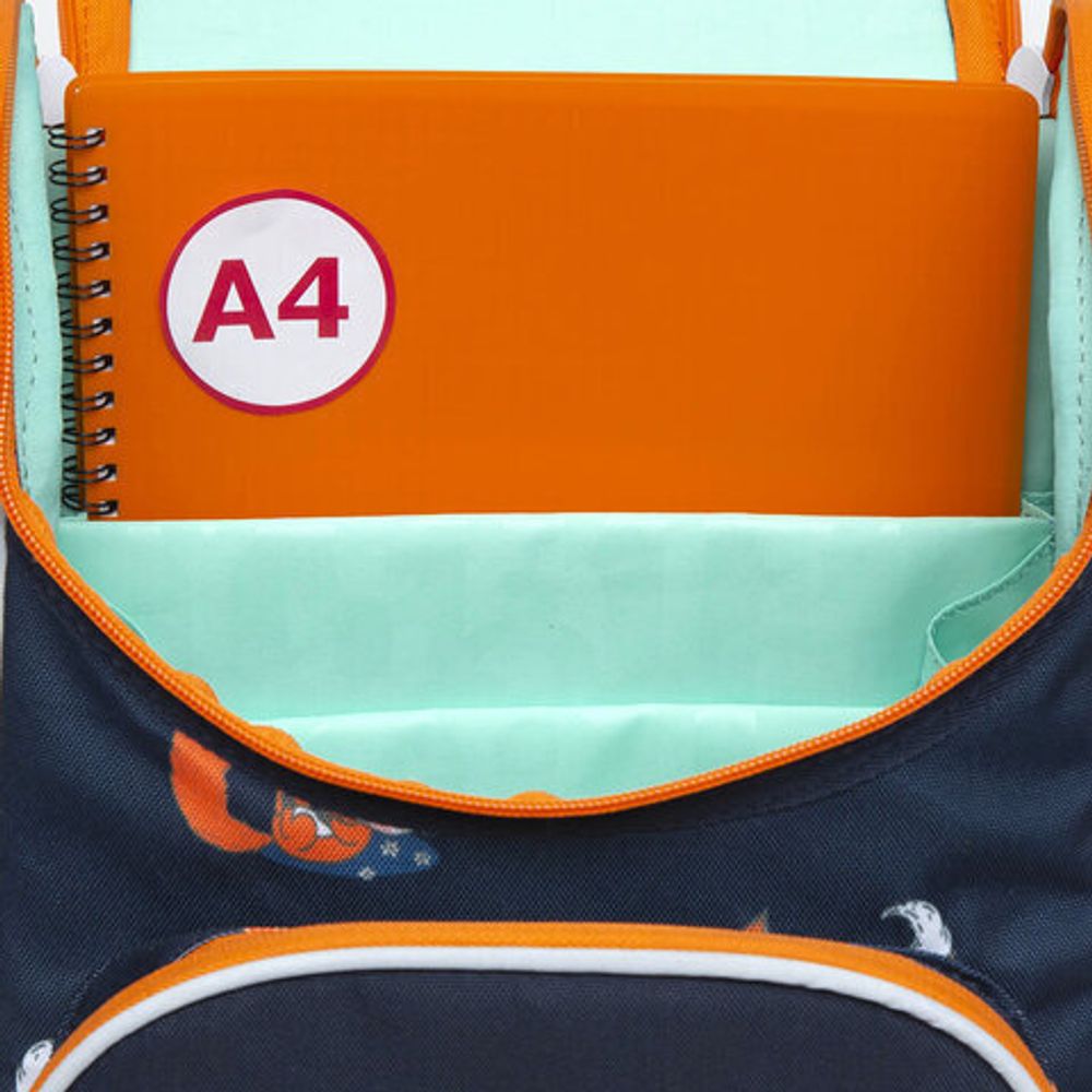 Ранец GRIZZLY анатомическая спинка, с мешком для обуви, для девочек, "FOX", 33х25х13 см, RAm-284-12/1