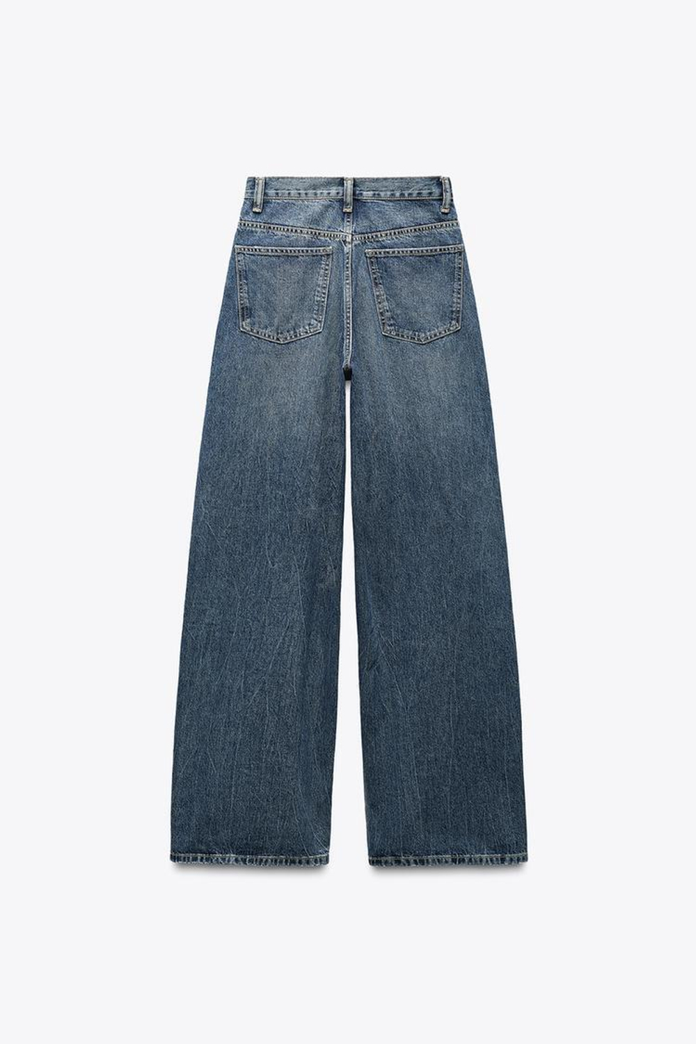 ZARA ДЖИНСЫ НА ЗАПÁХЕ С ШИРОКИМИ ШТАНИНАМИ И ВЫСОКОЙ ПОСАДКОЙ, ИНДИГО