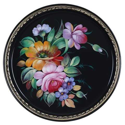 Жостовский поднос декоративный, размер 30 см (A9), металлический