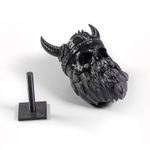 Бородатый череп с рогами, фигурка для декора интерьера, арт-объект, коллекционный предмет, 3D печать, черный 12 см.