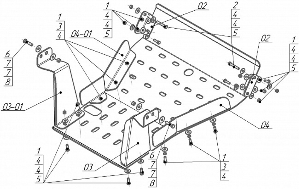 Защита Радиатора, Двигателя. 6 мм, Сталь. для FAW J6 2013-н.в. MOTODOR.23907