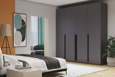 Распашной четырехсекционный шкаф Лорена Пакс-4 Серый Графит 162 PE 160*40*200 см, Серый   Фиеста