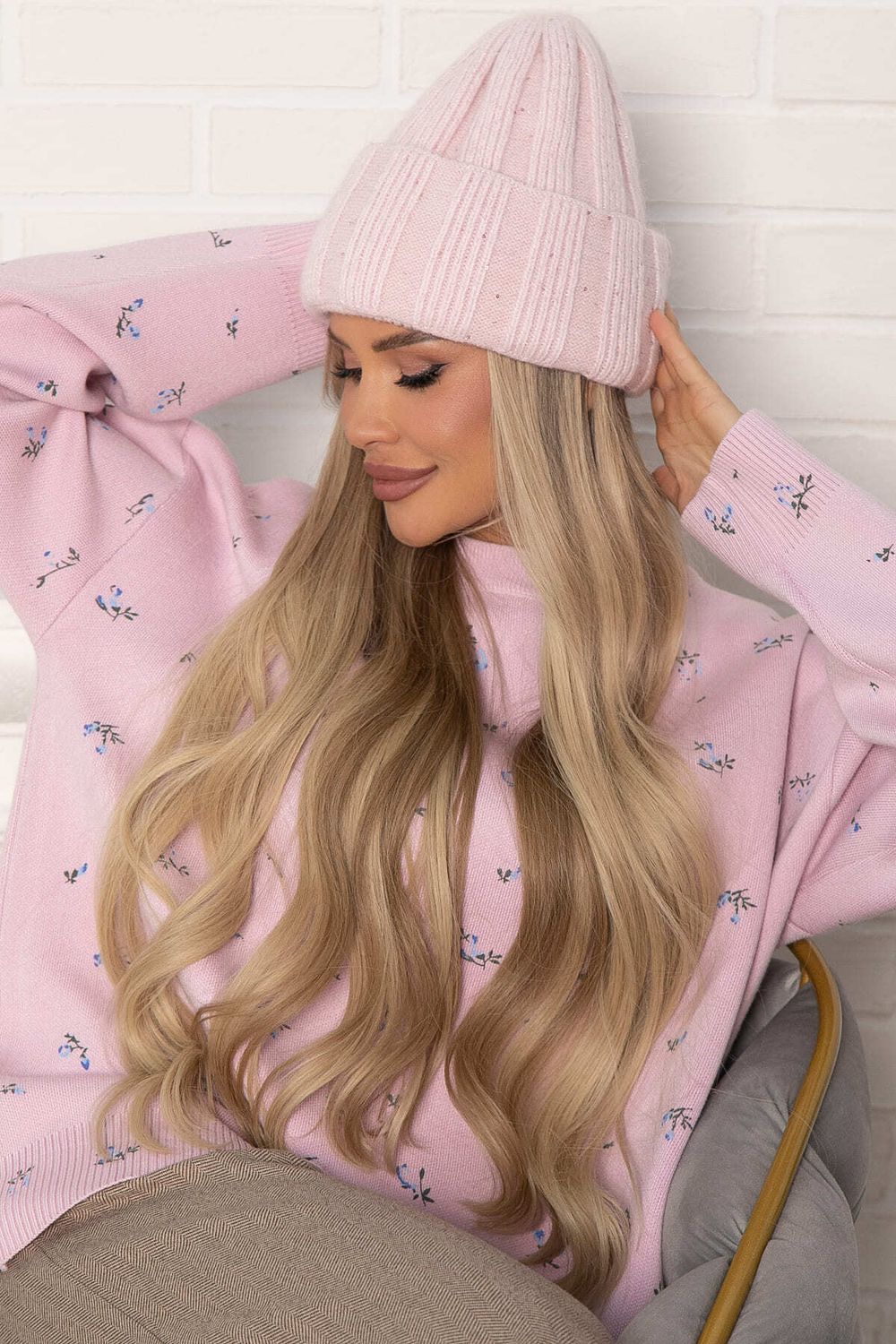 Шапка двухслойная Зимние деньки (нежно-розовая) Ш22-4М LT Collection