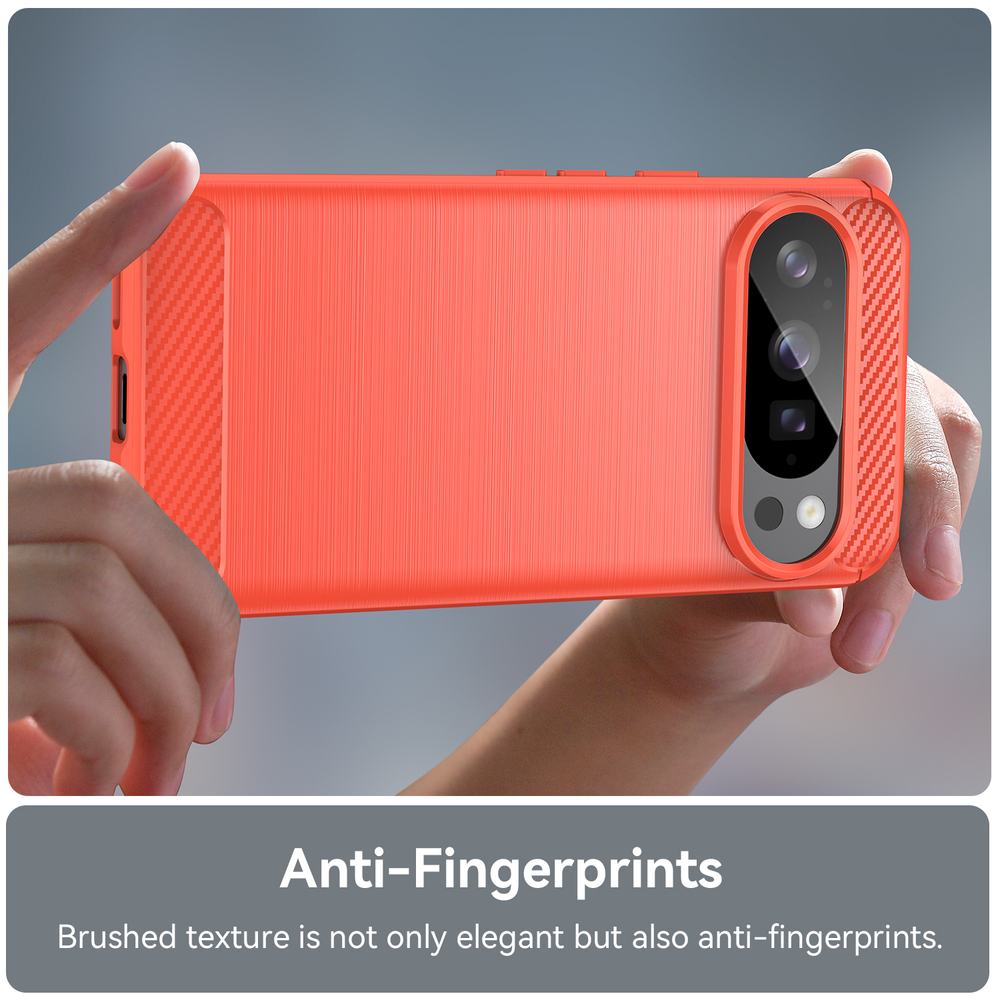 Чехол красного цвета с дизайном под карбон на Google Pixel 10 и 10 Pro, серия Carbon от Caseport