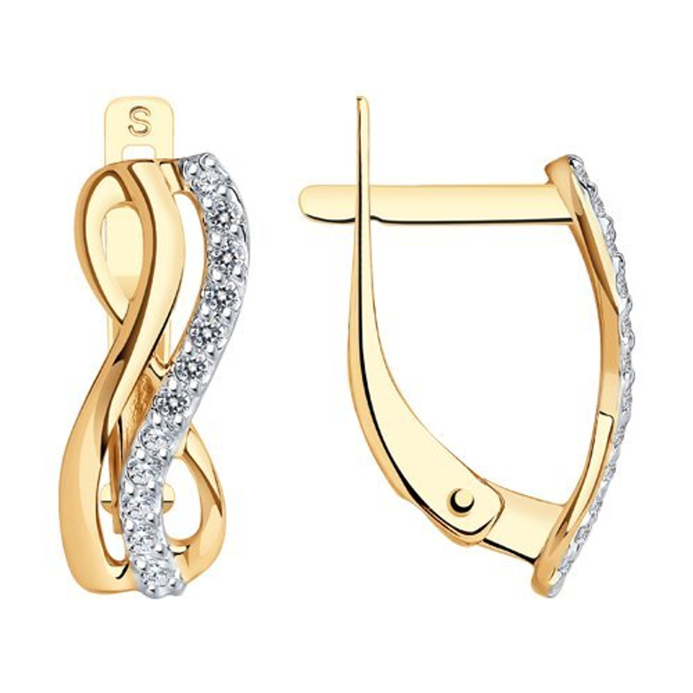 Серьги из золота с фианитами Au 585 (027155)