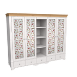 Шкаф 5-ти дверный с 4 стеклянными дверями и полками «Бейли» белый воск/антик